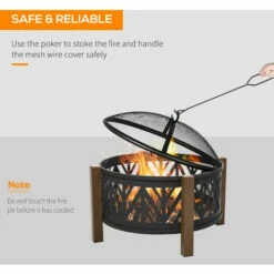 Outsunny 78cm 2-In-1 Outdoor Fire Pit & Firewood BBQ Garden Cooker Heater 6 Outsunny 78cm 2-In-1 Outdoor Fire Pit & Firewood BBQ Garden Cooker Heater -Outsunny store 29679730 5