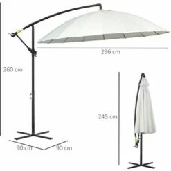 Outsunny 3(m) Cantilever Shanghai Parasol W/ Crank Handle, Cross Base, Off-White -Outsunny store 29679812 2