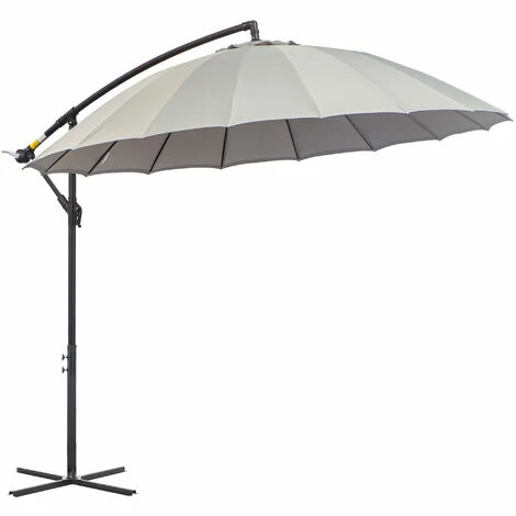 Outsunny 3(m) Cantilever Shanghai Parasol w/ Crank Handle, Cross Base, Grey Outsunny 3(m) Cantilever Shanghai Parasol W/ Crank Handle, Cross Base, Grey -Outsunny store 29679832 1