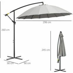 Outsunny 3(m) Cantilever Shanghai Parasol W/ Crank Handle, Cross Base, Grey 3 Outsunny 3(m) Cantilever Shanghai Parasol W/ Crank Handle, Cross Base, Grey -Outsunny store 29679832 2