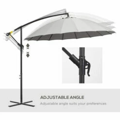 Outsunny 3(m) Cantilever Shanghai Parasol W/ Crank Handle, Cross Base, Grey 6 Outsunny 3(m) Cantilever Shanghai Parasol W/ Crank Handle, Cross Base, Grey -Outsunny store 29679832 5