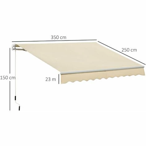 Outsunny 3.5x2.5m Manual Awning Window Door Sun Weather Shade w/ Handle Beige Outsunny 3.5x2.5m Manual Awning Window Door Sun Weather Shade W/ Handle Beige -Outsunny store 29749730 2