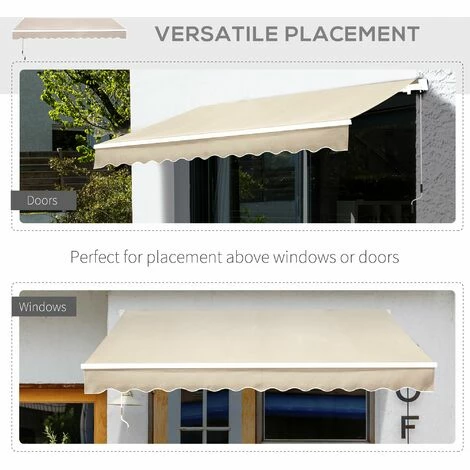 Outsunny 3.5x2.5m Manual Awning Window Door Sun Weather Shade w/ Handle Beige Outsunny 3.5x2.5m Manual Awning Window Door Sun Weather Shade W/ Handle Beige -Outsunny store 29749730 5