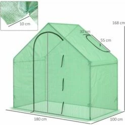 Outsunny Walk-In Portable Greenhouse Mini Grown House Steel Frame Window Green -Outsunny store 29749838 2