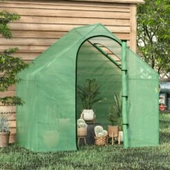 Outsunny Walk-In Portable Greenhouse Mini Grown House Steel Frame Window Green -Outsunny store 29749838 3