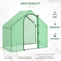 Outsunny Walk-In Portable Greenhouse Mini Grown House Steel Frame Window Green -Outsunny store 29749838 5