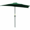 Outsunny 3(m) Half Round Parasol Garden Sun Umbrella Metal W/ Crank Green -Outsunny store 29749882 1