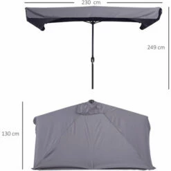 Alternative view of Outsunny 2.3m Half Round Parasol Garden Sun Umbrella Metal W/ Crank Grey