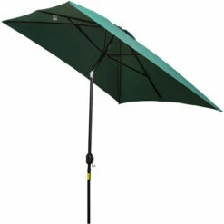 Outsunny 3x2m Patio Parasol Canopy Tilt Crank 6 Ribs Sun Shade Garden Green