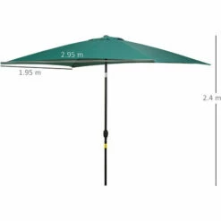 Alternative view of Outsunny 3x2m Patio Parasol Canopy Tilt Crank 6 Ribs Sun Shade Garden Green