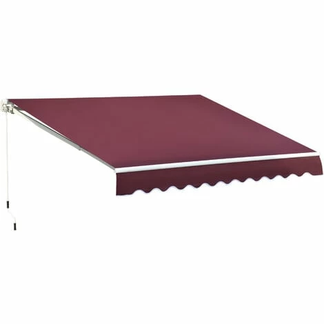 Outsunny Garden Sun Shade Canopy Retractable Awning, 4 x 3(m), Red Outsunny Garden Sun Shade Canopy Retractable Awning, 4 X 3(m), Red -Outsunny store 29826802 1
