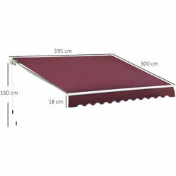 Outsunny Garden Sun Shade Canopy Retractable Awning, 4 X 3(m), Red 3 Outsunny Garden Sun Shade Canopy Retractable Awning, 4 X 3(m), Red -Outsunny store 29826802 2