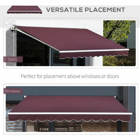 Outsunny Garden Sun Shade Canopy Retractable Awning, 4 x 3(m), Red Outsunny Garden Sun Shade Canopy Retractable Awning, 4 X 3(m), Red -Outsunny store 29826802 5