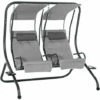 Outsunny Canopy Swing 2 Separate Relax Chairs W/ Removable Canopy Grey -Outsunny store 29899991 1