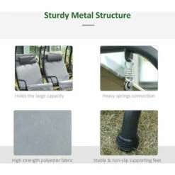 Outsunny Canopy Swing 2 Separate Relax Chairs W/ Removable Canopy Grey -Outsunny store 29899991 5