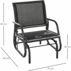 Outsunny Outdoor Gliding Swing Chair Garden Seat W/ Mesh Seat Curved Back Steel -Outsunny store 29946385 2
