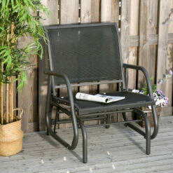 Outsunny Outdoor Gliding Swing Chair Garden Seat W/ Mesh Seat Curved Back Steel -Outsunny store 29946385 3