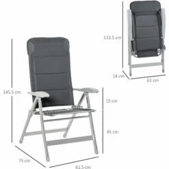 Outsunny Set Of 2 Padded Deck Chair Garden Seats Adjustable Back W/ Armrest Grey 3 Outsunny Set Of 2 Padded Deck Chair Garden Seats Adjustable Back W/ Armrest Grey -Outsunny store 29946422 2