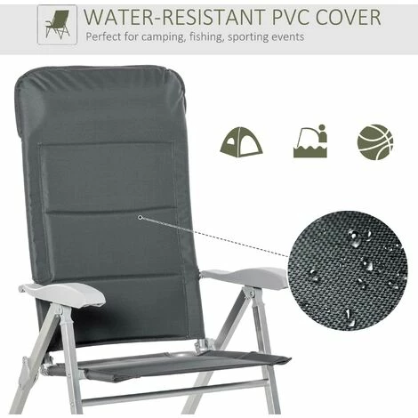 Outsunny Set Of 2 Padded Deck Chair Garden Seats Adjustable Back w/ Armrest Grey Outsunny Set Of 2 Padded Deck Chair Garden Seats Adjustable Back W/ Armrest Grey -Outsunny store 29946422 4