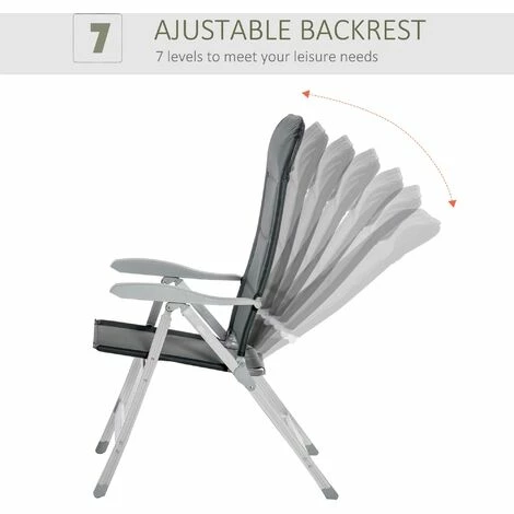 Outsunny Set Of 2 Padded Deck Chair Garden Seats Adjustable Back w/ Armrest Grey Outsunny Set Of 2 Padded Deck Chair Garden Seats Adjustable Back W/ Armrest Grey -Outsunny store 29946422 5