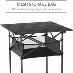 Outsunny Aluminum Camping Table Folding Table Picnic Table W/ Mesh Bag, Black -Outsunny store 29946447 5