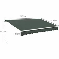 Outsunny 3.5M X 2.5M Manual Awning Canopy Retractable Sun Shade Shelter -Outsunny store 29992002 2