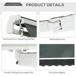 Outsunny 3.5M X 2.5M Manual Awning Canopy Retractable Sun Shade Shelter -Outsunny store 29992002 4