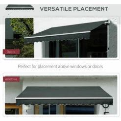 Outsunny 3.5M X 2.5M Manual Awning Canopy Retractable Sun Shade Shelter -Outsunny store 29992002 5