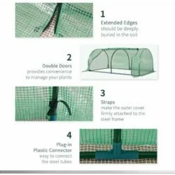 Outsunny Tunnel Greenhouse Grow House Steel Frame PE Green 200x100x80 Cm -Outsunny store 29992005 5