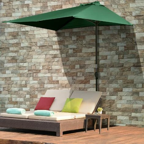 Outsunny 2.3m Garden Balcony Half Round Umbrella Metal Parasol Umbrella Green 5 Outsunny 2.3m Garden Balcony Half Round Umbrella Metal Parasol Umbrella Green - Image 3