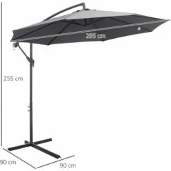 Outsunny 3(m) Garden Banana Parasol Cantilever Umbrella W/ Cross Base, Grey -Outsunny store 29992015 2