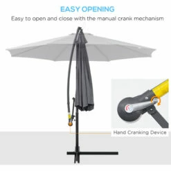 Outsunny 3(m) Garden Banana Parasol Cantilever Umbrella W/ Cross Base, Grey -Outsunny store 29992015 4