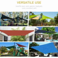Outsunny 5x5m Triangle Sun Shade Sail UV Protection HDPE Canopy W/ Rings Grey 6 Outsunny 5x5m Triangle Sun Shade Sail UV Protection HDPE Canopy W/ Rings Grey -Outsunny store 30058472 5