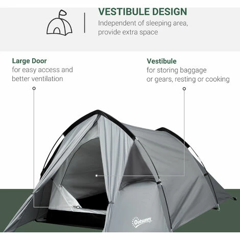 Outsunny 1-2 Man Camping Dome Tent Porch Mesh Window Double Layer Hiking 6 Outsunny 1-2 Man Camping Dome Tent Porch Mesh Window Double Layer Hiking - Image 4