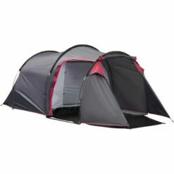 Outsunny 3 Man Camping Tent W/ 2 Rooms Porch Vents Rainfly Weather-Resistant
