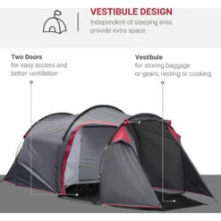 Outsunny 3 Man Camping Tent W/ 2 Rooms Porch Vents Rainfly Weather-Resistant 10 Outsunny 3 Man Camping Tent W/ 2 Rooms Porch Vents Rainfly Weather-Resistant -Outsunny store 30087297 4