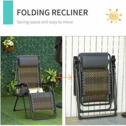 Outsunny Zero Gravity Folding Chair Metal Frame Cup Phone Holder Deck Poolside -Outsunny store 30124314 5