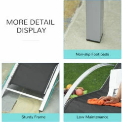 Outsunny 3 Pieces Lounge Chair Set Garden Sunbathing Chair W/ Table Black -Outsunny store 30154665 4