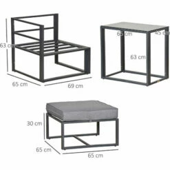 Outsunny 5 Piece Garden Conversation Set 2 Footstools End Table With Cushions -Outsunny store 30206986 2