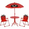 Outsunny Kids Folding Picnic Table Chair Set Ladybug Pattern Outdoor W/ Parasol -Outsunny store 30321527 1