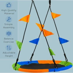 Outsunny Saucer Tree Swing Metal Tube Adjustable Rope Garden Blue Green Orange -Outsunny store 30349667 5