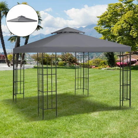 Outsunny 3(m) 2 Tier Garden Gazebo Top Cover Replacement Canopy Roof Deep Grey 5 Outsunny 3(m) 2 Tier Garden Gazebo Top Cover Replacement Canopy Roof Deep Grey - Image 3