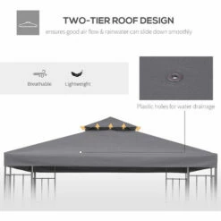 Outsunny 3(m) 2 Tier Garden Gazebo Top Cover Replacement Canopy Roof Deep Grey 10 Outsunny 3(m) 2 Tier Garden Gazebo Top Cover Replacement Canopy Roof Deep Grey -Outsunny store 30349683 4