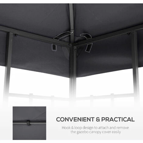 Outsunny 3(m) 2 Tier Garden Gazebo Top Cover Replacement Canopy Roof Deep Grey 7 Outsunny 3(m) 2 Tier Garden Gazebo Top Cover Replacement Canopy Roof Deep Grey - Image 5