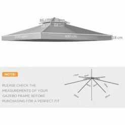 Outsunny 3(m) 2 Tier Garden Gazebo Top Cover Replacement Canopy Roof Light Grey -Outsunny store 30349685 2