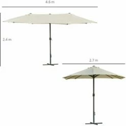 Outsunny 4.6M Garden Patio Umbrella Canopy Parasol Sun Shade W/ Base Off White -Outsunny store 30349688 2