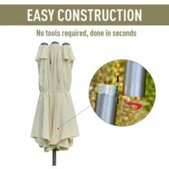 Outsunny 4.6M Garden Patio Umbrella Canopy Parasol Sun Shade W/ Base Off White -Outsunny store 30349688 4