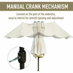 Outsunny 4.6M Garden Patio Umbrella Canopy Parasol Sun Shade W/ Base Off White -Outsunny store 30349688 5