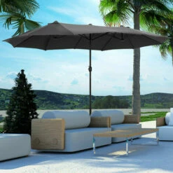 Outsunny 4.6M Garden Patio Umbrella Canopy Parasol Sun Shade W/ Base Grey 9 Outsunny 4.6M Garden Patio Umbrella Canopy Parasol Sun Shade W/ Base Grey -Outsunny store 30349690 3