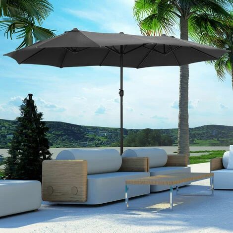 Outsunny 4.6M Garden Patio Umbrella Canopy Parasol Sun Shade W/ Base Grey 5 Outsunny 4.6M Garden Patio Umbrella Canopy Parasol Sun Shade W/ Base Grey - Image 3
